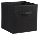 HomeZone® BLACK Canvas Storage Boxes with Handle Folding Foldable Collapsible Fabric Shelving Cubes Organiser Basket Bin Kids Office Home Playroom (BLACK x 9)