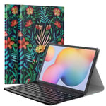 MoKo Keyboard Case Compatible with Galaxy Tab S6 Lite 2020, PU Tablet Cover Shell Case with Removable Wireless Keyboard Fit Samsung Galaxy Tab S6 Lite 10.4 2020 SM-P610/P615, Jungle Night