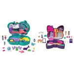 Polly Pocket Otter Aquarium Compact, 2 Micro Dolls, 5 Reveals, 12 Accessories, 4 & Up & Sparkle Stage Bow Compact, 2 Micro Dolls, 5 Reveals, 12 Accessories, Pop & Swap Feature, 4 & Up