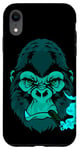 Coque pour iPhone XR Cigar Smoking Mean Light Blue Gorilla pour les soirées entre hommes