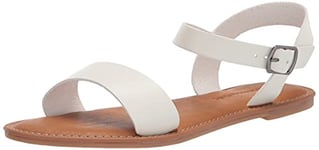 Amazon Essentials Sandales à Double Bride avec Boucles Femme, Blanc, 44 EU Large