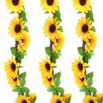 N /A JINXM3 Pcs Artificial Sunflower Vine 8.5 FT, Artificial Silk Flower Garland Wreath Hanging Garland with Green Leaves Fake Hanging Plants Decoration
