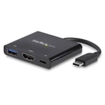 Multi-adapter USB-C till HDMI/USB-C/USB 3.0, 4K, 60W, 10 cm - Svart