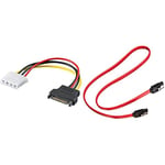 PremiumCord Adaptateur d'alimentation SATA mâle Molex 5.25 Femelle 17 cm & Câble de données SATA 1, 5/3, 0 Gbit/s - 0,5 m - Verrou en métal