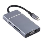 7 en 1 double USB 3.0 + TF / SD + HDMI / VGA + prise jack 3,5 mm + station d'accueil multifonction USB-C de type C / USB-C