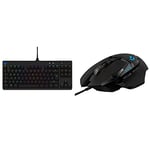 Logitech G PRO TKL Mechanical Gaming Keyboard, GX Blue Clicky Key Switches - Black & 502 HERO High Performance Wired Gaming Mouse, HERO 25K Sensor, 25,600 DPI, RGB, PC/Mac - Black