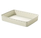 Cream A4 Paper Tray Curver Basket Plastic Rattan Office Desk Organise Filing Box