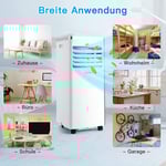 4 i 1 mobil luftkonditionering kyl- & ventilerande & avfuktande luftkonditioneringsenhet med avgasslang 7000BTU vit