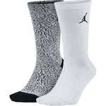 Jordan Legacy Elephant Crew Socks 2 Pack UK 2 - 5 EUR 34 - 38 White Black Grey