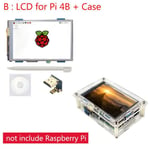 for 4B with Case Raspberry Pi 4 modèle B 3.5 pouces écran tactile 480x320 à 1920x1080 HDMI écran LCD + étui acrylique pour framboise Pi 4B/3B +/3B