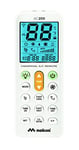 Meliconi AC 200 - Télécommande Universelle pour climatiseurs, Compatible avec la Plupart des Marques, écran rétro-éclairé et Fonction de Torche. Blanche. 802102