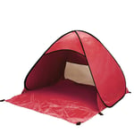 Portable Beach Tent Instant Pop Up Tent Fit 2-3 Man, Automatic Sun Shelter Tents Anti UV Compact Tent for Beach Garden Camping Fishing Picnic Red