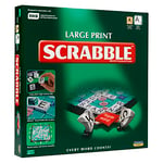 Ideal | Large Print Scrabble: Extra board with clear, large-print text and letter tiles | Games | Word | For 2-4 Players | Ages 10+, 11213, Green, Board: 37cm x 37cm / Tiles: 2.3cm x 2.3cm