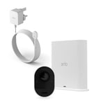 Arlo Ultra Smart Home Security Camera CCTV System and Outdoor Power Cable bundle, 1 Camera kit, white