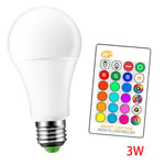 E27 Led Rgb Lamp Changeable Colorful Light Bulb Remote Control 3w