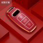 TPU case cover för A6 A7 A8 E-tron Q5 Q8 C8 D5 Golden Edge Keyless Hållare Fob Nyckelring Tillbehör Red only case