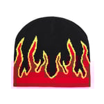 Tjock varm öronvärmare mössa hatt män vinter flamma tryck ridning stickad hatt kostym tillbehör Röd Red
