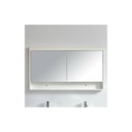 Armoire de toilette bloc-miroir 120 cm typo finition mélaminé blanc 114 cm - Blanc