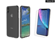 For New Apple iPhone XS Clear Gel Case With Free Glass Screen Protector