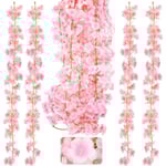 Galaxy-paket med 4 x 1,7-1,8 m konstgjorda blommor, körsbärsblommiga kransar, hängande silkesblommor