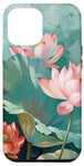 Coque pour iPhone 14 Pro Max Style de peinture à l'huile de fleurs de lotus Art Design