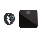 Fitbit Sense Advanced Smartwatch with Tools for Heart Health, Stress Management & Skin Temperature Trends, Carbon/Graphite Stainless Steel & Aria Air Smart Scale