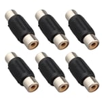 Lot de 6 adaptateurs RCA Femelles vers RCA Femelles - Câble Audio Professionnel AV - Noir - pour Appareil Photo, DVD, VCD, enregistreur vidéo, Console de Jeux et télévision.
