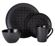 Habitat Geo 16 Piece Stoneware Dinner Set - Black