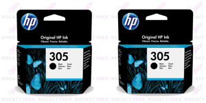 2x Original HP 305 Black Ink Cartridges For ENVY 6020e Printer 3YM61AE