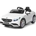 Costway - Mercedes Benz Voiture Électrique 12V pour Enfants 3-8Ans, v. 2-5 km/h, avec Télécommande, Effets Sonores et Lumineux, 120x70x52cm, Blanc