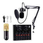 Condenser Microphone Bundle With Live Sound Card, BM-800 Mic Kit With Adjustable Mic Arm Stand Desk For Studio Recording Broadcasting Podcasting Gaming