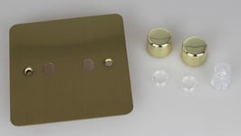 Varilight WFB2 Matrix Faceplate Kit, ultraflat brushed brass, 2-gang