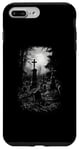 Coque pour iPhone 7 Plus/8 Plus Vieille scène de cimetière avec lune dans le dos ambiance effrayante