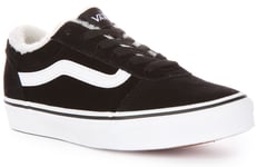 Vans Ward Low Top Warm Canvas Lace Up Trainers Black White Womens UK 3 - 8