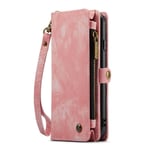 CaseMe iPhone XR Rymligt plånboksfodral med många kortfack, rosa