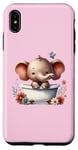 Coque pour iPhone XS Max Rose mignon bébé éléphant avec fleurs joyeux amoureux des animaux