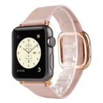 Apple Watch Series 4 44mm utbytbart klockarmband av äkta mjukt läder och magnet lås - Rosa