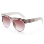 Diamond-encrusted Large Box Sunglasses Style Fashion For Party Banquet Decoration Classic Eyewear (Color : Beige)