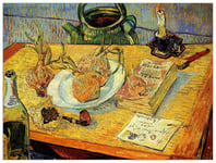 ArtPlaza Van Gogh Vincent-Still Life Drawing Board Pipe Onions and Sealing-Wax Panneaux Decoratifs, Bois MDF, Multicolore, 80x60 Cm