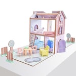 KidKraft Maison de poupée Play & Store Cottage en Bois incluant Accessoires et Mobilier, 3 Étages de Jeu, pour Mini Poupées de 12 cm, Jouet Enfant dès 3 Ans, 20510
