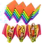 Färgglada Tacohållare Ställ Set om 6 - Premium Stora Tacobricka Tallrikar Rymmer Upp till 3 eller 2 Tacos Var, PP Hälsomaterial Mycket Hård och Stabil, Diskmaskinssäker