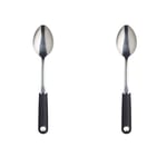 MasterClass Cooking Spoon with Soft Grip Handle, Stainless Steel, 33.5 cm (Pack of 2)