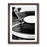 Vinyl Record Player Modern Framed Wall Art Print, Ready to Hang Picture for Living Room Bedroom Home Office Décor, Walnut A2 (64 x 46 cm)