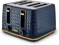 Tower T20061MNB 1600W Empire 4Slice Toaster, Midnight Blue, Brass Accents  