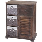 Commode HHG 676, armoire à tiroirs, tiroir panier en bois massif 80x60x30cm brun miteux - brown