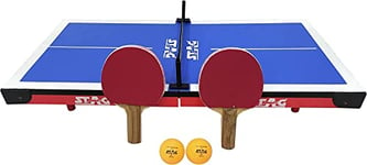 Stag Super Mini Fun Table Tennis (T.T) | (Blue) Material - Wood | Table for Indoor Play and Recreation | Portable Ping Pong Table for Kids | Game | TT Rackets and Balls Included