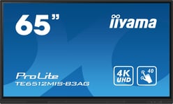 iiyama TE6512MIS-B3AG skyltställ Kioskdesign 165,1 cm (65") LCD Wi-Fi 400 cd/m² 4K Ultra HD Svart Pekskärm Inbyggd processor Android 11 24/7