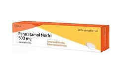 Paracetamol Norfri 500 mg brusetabletter 20 stk