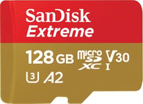 SanDisk 128GB Extreme microSDXC card for Action Cams and Drones + SD adapter +