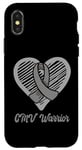 Coque pour iPhone X/XS CMV Warrior Wear Cœur de sensibilisation au CMV Ruban argenté